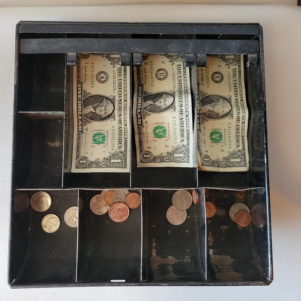 Vintage Metal Cash Register Drawer Tray ~ MCM ~ Industrial ~ Retro ~ Steampunk